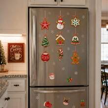 Christmas Appliance Stickers Holiday Hanging Decor Decals For Refrigerator Cabinet Door Dishwasher Laundry Room Decoration Santa Claus Snowman Christmas Tree Pattern - Christmas Wall Decals - View 5