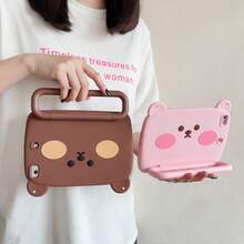 Lolla 1pc Cute Bear Protective Case Compatible With IPad 7/8/9 Tablet Shell 2022 Apple Air 5/4/3 9th Gen 10.2 Silicone Pro 11 Full Coverage 2024 Mini 7 New Air 6/A7/8/9 - Pink - View 5