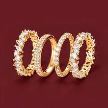 4pcs Minimalist Cubic Zirconia Rings For Women, Suitable For Daily Wear - Multicolor - View 1