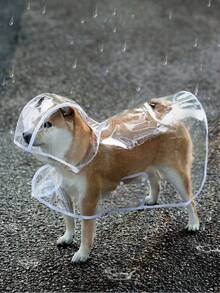 1pc PU Waterproof Transparent Pet Raincoat, Suitable For Rainy Days Dog Raincoat, Pet Puppy Hooded Waterproof Jacket, Soft Hood, Holiday Gift, Essential For Spring, Summer, Autumn, Winter - Multicolor - View 8