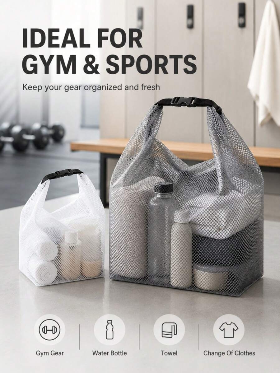 2pcs Waterproof Travel Storage Bags, Dry & Wet Separation Tote Shopping Bags, Large Capacity Swimming Beach Pool Gym Bag, Suitable For Towels, Toiletries And Vacation Essentials - Multicolor - View 1