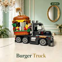 Street Scene Food Truck Building Block Model, Built-In Miniature Working Scene, Detailed Realistic Restaurant Scene Display, Exquisite Desktop Ornament Bedroom Decor, 3D Adult Stress Relief Assembly Toy, Christmas Gift, 400+PCS - Multicolor - View 13