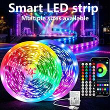 98.4ft 2 Rolls RGB Color Changing LED Strip Lights, APP & Remote Control, Music Sync, Dimmable, Cuttable, USB Interface LED Light Strip, Suitable For Bedroom, Gaming Room, TV And Home Decor, Halloween Decoration - Black Remote Control - View 2