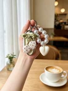 1PC Fabric Cherry Faux Pearl Heart Beaded Key Cover Compatible With Nissan Sylphy Bluebird Teana X-Trail Qashqai Kicks Key Shell Durable Soft TPU Ideal Gift (Accessory Position Random, Key Not Included) - Multicolor - View 10