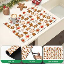 1pc Christmas Gingerbread Man Pattern Diatomaceous Earth Absorbent Dish Drying Mat, Cartoon Style, Suitable For Kitchen Countertop, Home Dining Table Decor, Coffee Machine Mat, Breakfast Mat, Table Mat And Holiday Party Decoration - Multicolor - View 7