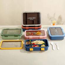 1pc Divided Bento Lunch Box, 5-Compartment Large Capacity Lunch Box, Reusable Portable Lunch Box, Leak-Proof Lunch Box For Students And Adults, Food Container With 5 Compartments And Utensil Set, Suitable For School, Office, Picnic, Microwave , Dishwasher - Multicolor - View 9