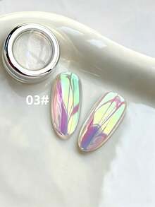 Holographic Nail Powder, Ultra-Fine Mirror Effect Aurora Pigment, Color-Changing Nail Art Powder Sunset Aurora - Multicolor - View 4