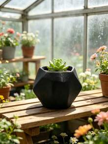Maceta geométrica de polígono impresa en 3D para suculentas, textura mate en 3 colores negro, blanco y rosa, estilo nórdico minimalista para escritorio, adecuada para cactus, suculentas y plantas verdes pequeñas, decoración del hogar para interior y balcón, maceta de plantación, 3 colores opcionales | Compatible con suculentas, cactus y plantas verdes pequeñas - multicolor - Ver 5