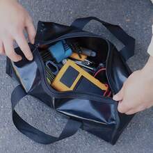 Portable Handheld Zipper Large Capacity Tool Bag, Hardware Storage Organizer, Handheld Tool Case, Zipper Tool Bag, Suitable For Home TV Furniture Repair, Screwdriver Pliers Nuts Bolts Storage - Black - View 8