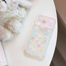GUCADI Transparent Ribbon Bow Card Holder Phone Case, Compatible With Apple 17pm, 18 Full Coverage Soft Shell, 16 Transparent, 15 Korean Sweet Style, Girly, Creative, Geometric, Niche, Soft Girl, Ins Style - Clear - View 9