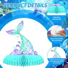 Mermaid Theme Party Decorations Ocean Mermaids Centerpieces For Tables Honeycomb Centerpiece, Sea Party Supplies For Birthday Decor - Multicolor - View 5