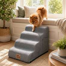 3/4/5‑Tier Foam Pet Stairs For High Beds And Couches, Non‑Slip Pet Steps For Small Dogs, Cats & Senior Pets, Removable Washable Cover, Lightweight Portable Pet Ladder For Comfortable Indoor Access - Multicolor - View 8