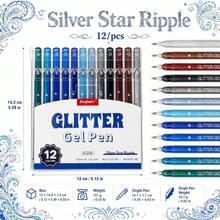 12 Colors Glitter Gel Pens, Vibrant Colors With Shiny Glitter, Smooth Writing, Suitable For Diary, Notes, Drawing, Greeting Card Making And DIY Crafts, Back To School Supplies - Sets - View 12