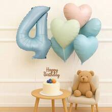 6pcs Light Blue Number And Multicolor Heart Shaped Aluminum Film Balloon Set For Anniversary Birthday Christmas Party Decoration - View 17