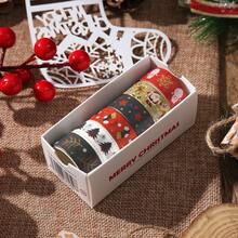 6 Gulungan Set Pita Washi Natal Kreatif Motif Kartun DIY Bahan Renda Stiker Dekoratif untuk Perencana - Set - View 9