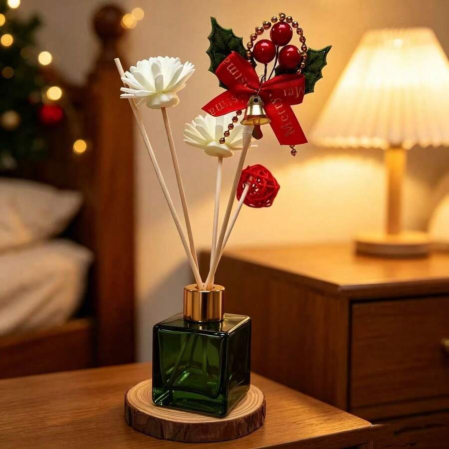 5pcs Christmas Decor Reed Diffuser, Xmas Bow Bell Berry Ornament Aromatherapy Stick, Home Fragrance Air Freshener For Holiday Table Desktop Decor - Multicolor - View 1