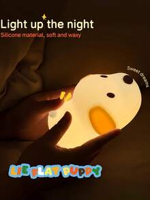 1pc USB Rechargeable Silicone Touch Sensor Cartoon Night Light - Soft Animal Shaped Lamp (Adjustable Brightness) Suitable For Bedroom, Dorm And Stress Relief - Multicolor - View 2