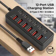 66W Fast Charging Power Outlet Adapter, 12-In-1/8-In-1 25W Fast Charging Power Outlet Adapter, Suitable For Wall Or Desktop Use, Supports USB Type-C Fast Charging Function, Features Multiple Interfaces And Charging Modes. USB Hub Converter USB Extension Outlet - View 2