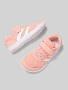 1 Pair Girls' Sports Shoes, Hook And Loop Closure, Training Shoes, Mesh Breathable, All-Season, Rubber Sole, Lightweight - Pink - View 8