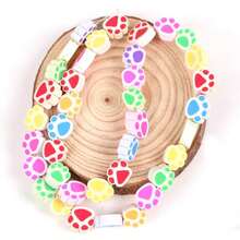 50pcs Random Mixed Cat Paw Print Soft Clay Sliced Beads, Cute Animal Paw Print Perforated Loose Beads, DIY Bracelet Keychain Handmade Beaded Jewelry Accessories - Multicolor - View 5