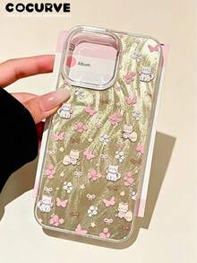 Cocurve Tulle Cute Bow Cat & Floral Pattern Compatible With IPhone 17 Pro/17 Pro Max/16 Pro/16 Pro Max/16/15 Pro Max/15 Pro/15/14 Pro Max/14/13 Pro Max/13 Pro/13/12 Pro Max/12 Pro/12/11 Pro Max/11 Pro/11/Plus Shockproof IMD Printed Phone Case, Versatile Unique Design, Perfect Birthday Party Gift For Girlfriend, Best Friend, Close Friend, Beautiful Gift - Multicolor - View 3