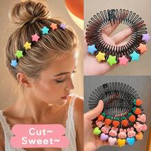 Star Colorful Hair Comb, Broken Hair Hoop, Hair Clip, Rabbit Heart-Shaped Cute Hair Accessories - A - View 4
