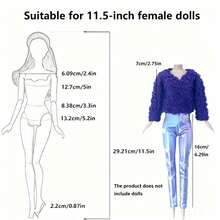 12pcs Random Girl Doll Clothing Styles, Suitable For 11.5 Inch Female Dolls, Including 3 Tops, 3 Pants And 6 Accessories, Fun Gift For Children, Suitable For Various Holidays, Doll Not Included - Multicolor - View 6