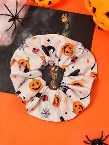 Halloween Elastic Fabric Printed Large Scrunchie Hair Accessory - Multicolor - View 11