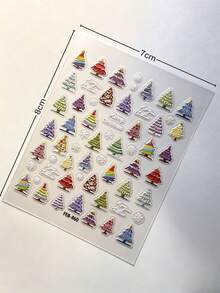 1 set d'autocollants décoratifs esthétiques, style broderie de Noël, sapin de Noël coloré, motif pailleté étoile et cœur, autocollants pour ordinateur portable, décoration d'appareil numérique pour adulte, pour iPad, coque de téléphone, appareil photo, tasse à eau, carte cadeau - FÉV-860 TO-5105 - Voir 7