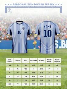 2026-27 Season Personalized Custom Men's League Football Team Jersey, Customizable Logo, Number, Team Name And Player Name T-Shirt - Blue - View 2