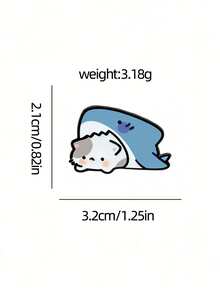 1pc Cute Shark & Cat Combination Brooch, Personalized Small & Sturdy Design, Hard To Fall Off, Decorative For Shirts And Coats, Versatile For Various Outfit Styles, Perfect Small Gift For Friends, Besties And Colleagues - Multicolor - View 4