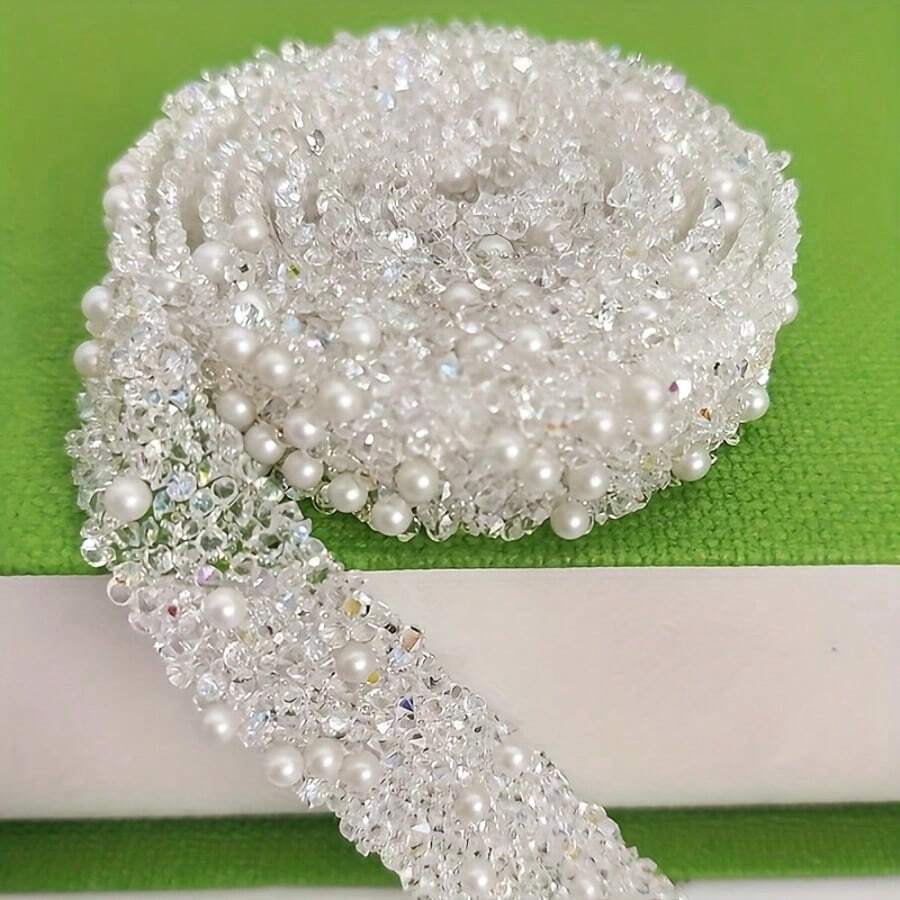 1 Roll Multi-Purpose Shiny Rhinestone Adhesive Ribbon, Easy To Cut And Stick Sequin Ribbon, Suitable For Christmas, Valentine's Day, Birthday, Gift Wrapping And Crafts, Multiple Colors Available - Multicolor - View 1