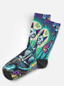Cool 360° Printed Men's Socks - Streetwear Socks,Flower Skull Dog,Halloween,Gothic,Colorful,Funny Socks, Fit Daily, Holiday & Party Occasions - Multicolor - View 7