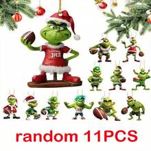The Grinch The 11Pcs/Set Football‑Themed 2D Flat Christmas Tree Hanging Ornament, Perfect For Xmas Tree Decor And Holiday Party Layout, And Ideal As Car Rear‑View Mirror Pendant And Festival Gift. - Multicolor - View 6