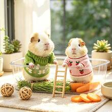 1pc Cute Floral Pattern Knitted Small Pet Sweater, Warm Soft Mini Knitted Outfit, Elastic Pet Winter Clothing, Suitable For Guinea Pig Small Animal Photo Props, Autumn/Winter Small Pet Clothing Accessories, Suitable For 30cm Doll - Multicolor - View 3