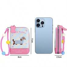 1pc Cute Embroidered Dachshund Short Wallet, Zipper Card Case, Colorful Multi Card Slots Coin Purse For Daily Use - Multicolor - View 6