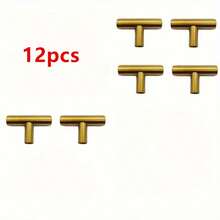 6/12/24pcs Gold T-Shaped Drawer Pulls, Metal Drawer Handles, Suitable For Vanity, Cabinet, Door - Modern Home Decor Hardware, Suitable For Kitchen And Bathroom - Gold - View 7