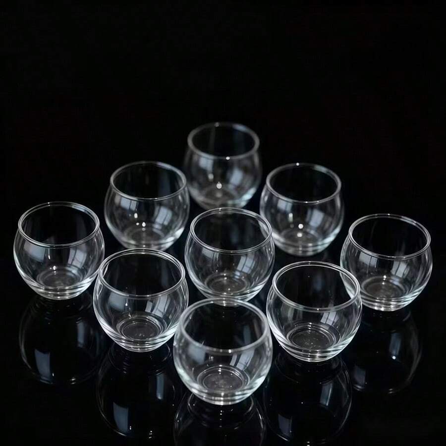 Transparent Round Ball Cup Set, Minimalist Home Tea Cups, Thickened Durable Water Cups, Party Afternoon Tea Atmosphere Small Cups, Multi-Piece Set Suitable For Home And Catering - Clear - View 1
