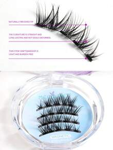 Segmented Magnetic False Eyelashes, Fox-Style Upturned Tapered Tips, Shaped Arc, Long-Lasting - View 3