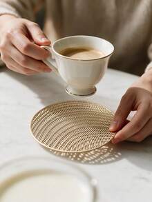 12pcs, Gold Hollow PVC Drink Coasters, Washable Table Decor, Non-Slip Tableware Mat, Breathable Heat Dissipation Cup Holder, Lightweight And Easy To Store, Suitable For Restaurant, Cafe, Homestay, Fit For Afternoon Tea, Holiday, Party, Gathering, Birthday, Wedding, Dinner - Multicolor - View 13