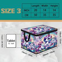 Multi-Size Multi-Pattern Cartoon Print Foldable Storage Box With Zipper Handle, Upgraded Fabric Large Capacity Organizer Bin For Wardrobe, Dorm, Underbed, Clothes, Bedding, Toys, Miscellaneous Items, Home Moving And Organization - Multi-color - View 15