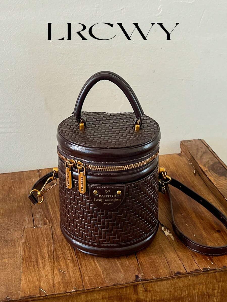 Women's Handheld Bucket Bag, Fashionable Elegant Business Personalized Phone Bag, Crossbody Bag, Coffee Color - Coffee - View 1