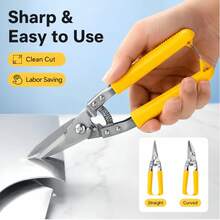 1pc Heavy‑Duty Multi‑Purpose Tin Snips, Spring‑Loaded Sheet Metal Cutting Shears, Non‑Slip Handle Industrial Scissors For Sheet Metal, Copper Wire, Electrical Wire, PVC Pipe, Carpet DIY Hand Cutting Tool - A - View 7