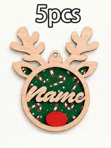 Custom Reindeer Name Christmas Ornament, Personalized Party Decor, Festive Antler Style, Checkered Decor, Customized Christmas Tree Decoration, Customizable Name Tag, Home Holiday Decor, Unique Christmas Gift 2026, Room Decor, Family And Friends - Red - View 34