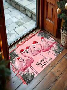 1 buah Keset Selamat Datang Flamingo Natal Lucu Baru, Cocok untuk Ruang Tamu, Kamar Tidur, Dalam Ruangan - Dapat Dicuci dengan Mesin - Bahan Flanel, Tekstur Lembut, Ramah Kulit, Tahan Berbulu, Mudah Perawatan, Tidak Berbau - Sempurna untuk Dekorasi Rumah, Dekorasi Ruangan, Karpet Ruang Tamu, Karpet Kamar Tidur, Karpet Kamar Mandi, Karpet Dapur, Karpet Area, Dekorasi Hotel - Karpet Area, Sepanjang Musim - MultiWarna - View 4