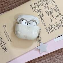 Colorful Star Apple Earphone Protective Case, Minimalist Versatile Earphone Case With Pendant, Compatible With Apple Pro/Pro2/Pro3/4th Generation - White - View 2