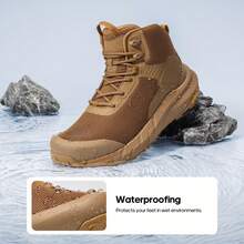 Men's Work Boots Leather Motorcycle Boots - Camel - View 5