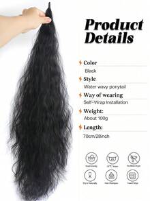  28 Inch Wrap Around High Ponytail Extension Long Wavy Curly Synthetic Hairpiece Natural Fluffy Ponytail Hairstyle For Women - Multicolor - View 5