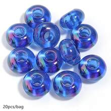 20pcs/Pack 14*8mm Acrylic Transparent Coated Large Hole Flat Beads DIY Phone Chain Necklace Keychain Decoration Loose Beads Handicrafts Home Decor Flat Round Beads - Transparent Plated Large Hole Flat Bead - View 17