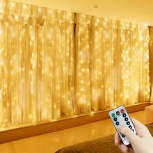 USB Powered LED Curtain Fairy Lights With Remote Control, 8 Flashing Modes, Christmas Decoration Lights For Halloween, Easter, Valentine's Day, Wedding, Holiday Party, Indoor Atmosphere, Garden Lighting Decor String Lights - USB Curtain Light - View 3